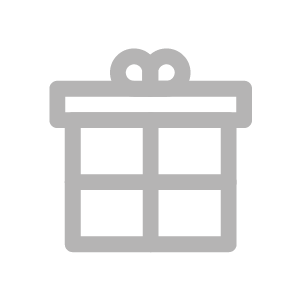 ציור קו אפור פשוט של קופסת מתנה עם סרט למעלה, מושלם להמחשת מתנה אמיתית. הקופסה המרובעת מחולקת לארבעה חלקים שווים על ידי קווים אנכיים ואופקיים על רקע שקוף.