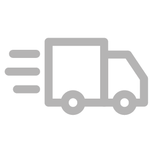 סמל אפור של משאית משלוחים הפונה ימינה עם שני קווי תנועה, המצביע על משלוח מהיר - מושלם לשליחת מתנה מצויקת. עיצוב מינימליסטי עם צורות גיאומטריות פשוטות לתא הנהג, אזור המטען והגלגלים על רקע שקוף.